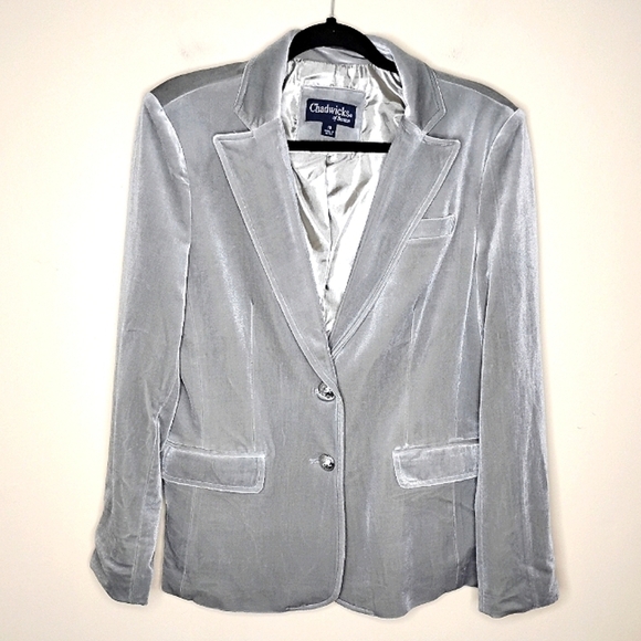 Chadwicks Velour Blazer Size 10 Party Cocktail Holiday Feminine Stretch Jacket - Picture 3 of 9